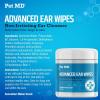 imagePet MD Cat and Dog Ear Cleaner Wipes  Advanced Otic Veterinary Ear Cleaner Formula  Dog Ear Infection Treatment  100 CountRegular Wipes