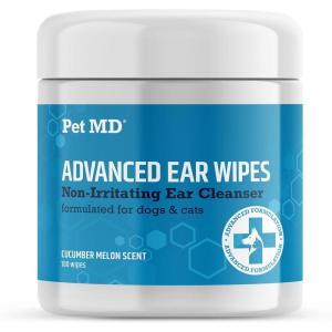 imagePet MD Cat and Dog Ear Cleaner Wipes  Advanced Otic Veterinary Ear Cleaner Formula  Dog Ear Infection Treatment  100 CountRegular Wipes