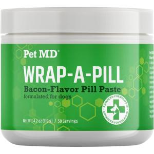imagePet MD Wrap A Pill Peanut Butter Flavored Pill Paste for Dogs  Make a Pocket to Hide Pills and Medication for Pets  59 ServingsBacon
