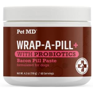 imagePet MD WrapAPill with Dog Probiotics  Pill Wrap for Dogs Medicine  EasytoUse Paste to Hide Capsules Create Pockets and Pill Treats for Dogs  Bacon 42ozBacon