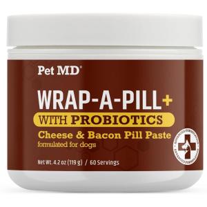 imagePet MD WrapAPill with Dog Probiotics  Pill Wrap for Dogs Medicine  EasytoUse Paste to Hide Capsules Create Pockets and Pill Treats for Dogs  Bacon 42ozCheese  Bacon
