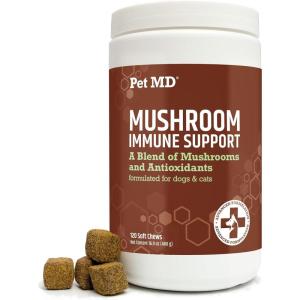 imagePet MD Mushroom Immune Support for Dogs ampamp Cats  Turkey Tail Mushroom Immune Support Supplement  Milk Thistle with CoQ10 for Dogs ampamp Cats  Immunity Supplement for Pets  120 Chews